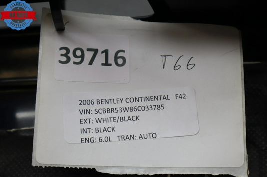 06-12 Bentley Continental Rear Trunk Latch Lock Sill Scuff Plate Trim Panel Oem