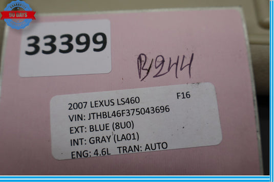 07-12 Lexus XF40 LS460 Right Passenger Side Sun Visor Sunvisor Shade Oem