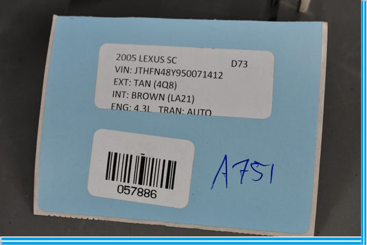 02-10 Lexus SC430 Headlight Lamp Leveling Computer Control Module Unit Oem