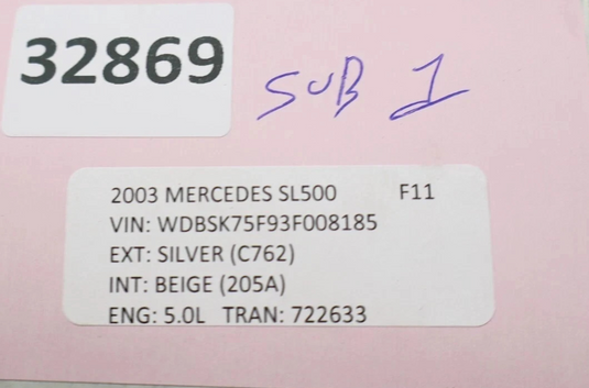 03-08 Mercedes R230 SL500 SL55 AMG Subwoofer Audio Radio Speaker 2308201802 Oem