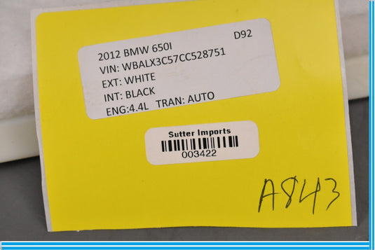 12-18 BMW 650i 640i F12 Left Driver Side Seat C - Pillar Trim Cover Panel Oem