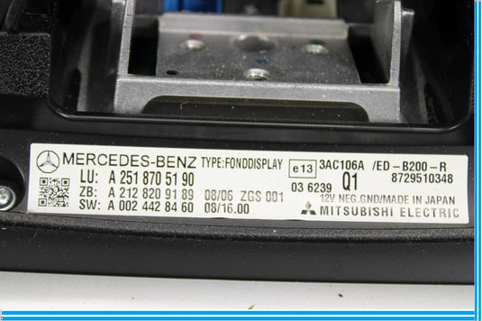 09-13 Mercedes GL550 GL450 Left Side Headrest Screen Monitor Display Oem