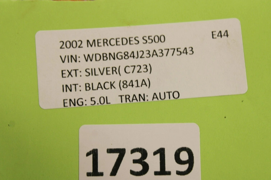 00-02 Mercedes S500 Front Right Passenger Bottom Lower Seat Cushion Black Oem