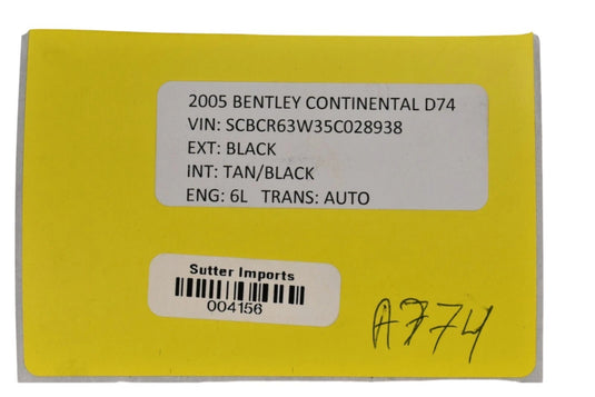 03-10 Bentley Continental Right Exterior Body Door Molding Weather Seal Oem