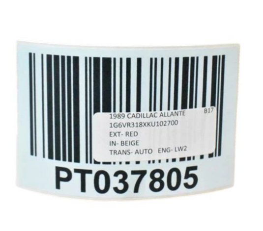 1987-1993 Cadillac Allante Center Tail Light Trunk License Plate Holder Oem