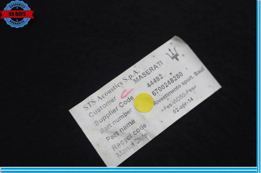 14-19 Maserati Ghibli M157 Rear Trunk Deck Lid Liner Trim Cover Panel Oem