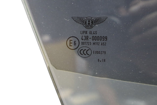 03-10 Bentley Continental GTC Front Right Side Door Window Auto Glass Oem
