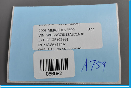00-06 Mercedes S500 S600 W220 Front Left Driver Keyless Go Entry Antenna Oem