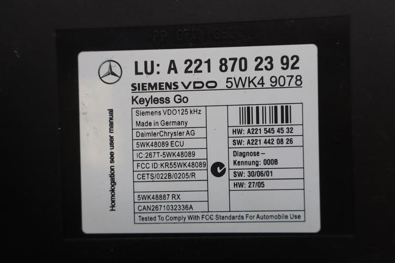 Load image into Gallery viewer, 07-14 Mercedes W216 CL550 S550 S63 Keyless Go Control Module Unit ECU Oem
