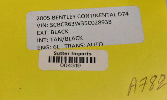 03-10 Bentley Continental GT Coupe GTC Front Right Side Seat Belt 3W1857706C Oem