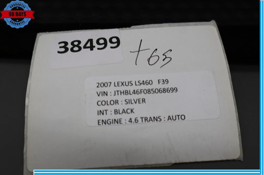 07-09 Lexus LS460 Rear Left Driver Side Trunk Floor Carpet Trim Cover Panel Oem