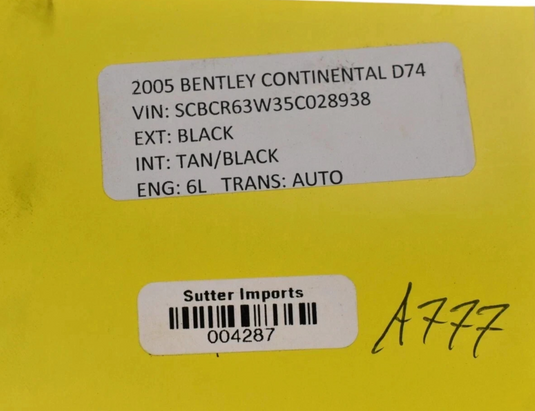 03-12 Bentley Continental Rear Right Suspension Level Hight Control Sensor Oem