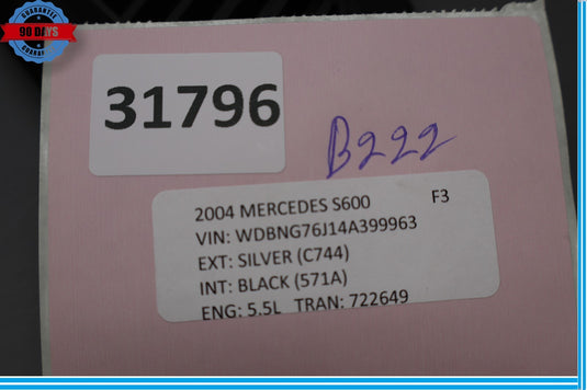 03-06 Mercedes S600 W220 Front Left Dashboard to Door Vent Seal Grille Oem