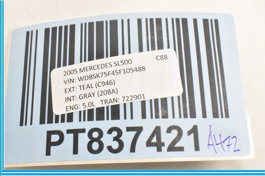 03-12 Mercedes R230 SL500 SL600 Left Driver Seat Backrest Recline Switch Oem