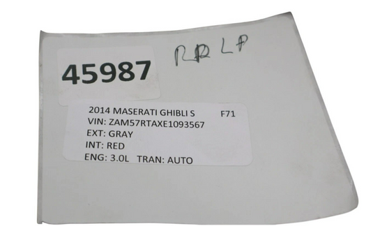 14-17 Maserati Ghibli S Rear Trunk License Plate Light Cover Trim W/ Camera Oem