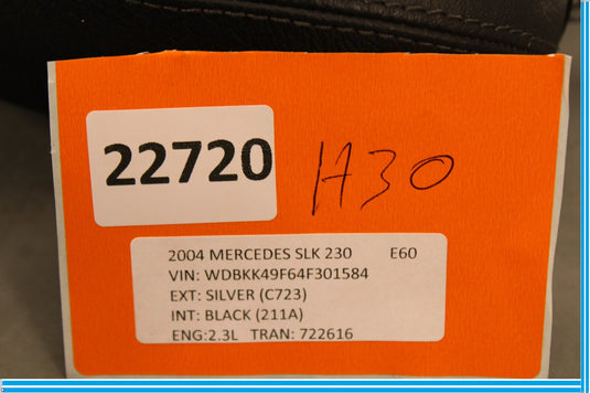 97-04 Mercedes R170 SLK230 SLK320 Front Right Side upper Seat Headrest Black Oem