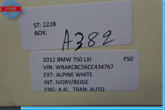 09-12 BMW 750Li 750Li xDrive Rear Right Passenger Side Inner Tail Light Lamp Oem