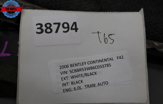 06-13 Bentley Continental Flying Spur Rear Left C-Pillar Cover Trim Black Oem