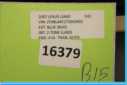 07-12 Lexus LS460 XF40 Center Console Left Side Leather Trim Panel LA00 Oem