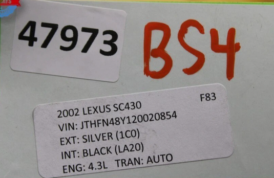 02-10 Lexus SC430 Rear Seat Upper Top Cushion Cover Leather Black 7107724300 Oem