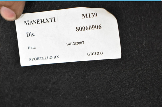 04-13 Maserati Quattroporte Rear Right Trunk Access Carpet Cover Trim Black OEM