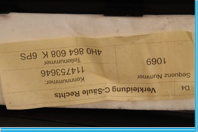 Load image into Gallery viewer, 11-15 Audi A8 Quattro Rear Right Passenger Side Lower Quarter Lid Cover Trim OEM
