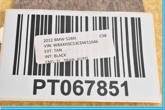 11-13 BMW 528i 550i F10 Rear Right Middle Back Seat Cover Section Pocket Oem