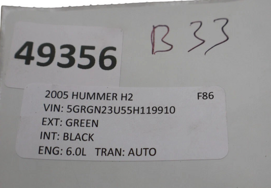 05-07 Hummer H2 ECM ECU Engine Computer Control Module Unit 12589463 Oem