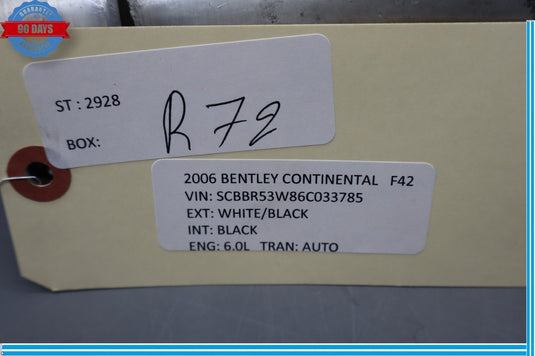 03-12 Bentley Continental Flying Spur Right Side Air Intake Hose Pipe Oem