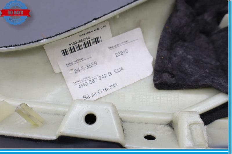 Load image into Gallery viewer, 11-17 Audi A8 A8 Quattro Right Side C Pillar Quarter Window Trim Cover Panel Oem

