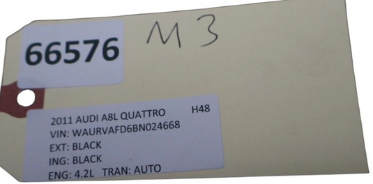 11-14 Audi A8 Quattro Rear Lower Bumper Wire Wiring Harness W/ Sensors Oem