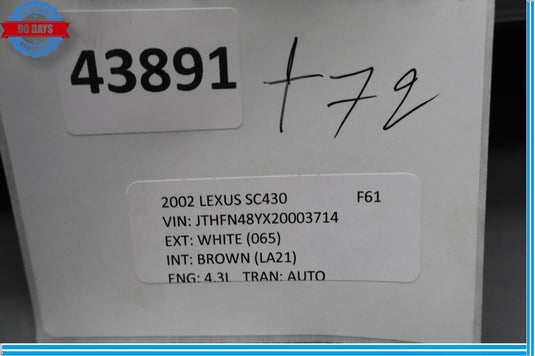 02-10 Lexus SC430 Front Engine Motor Air Intake Inlet Duct Tube Oem