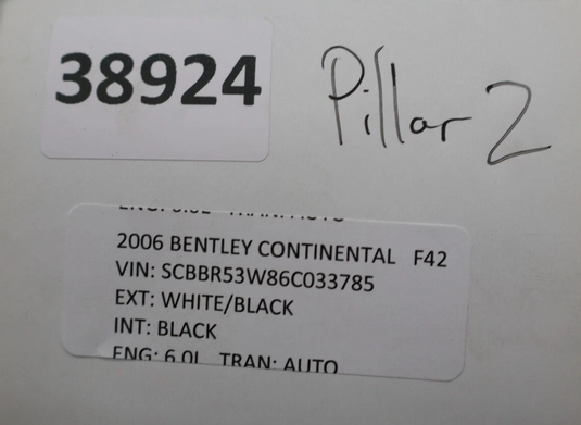 06-12 Bentley Continental Flying Spur Front Right Interior Trim A Pillar Oem