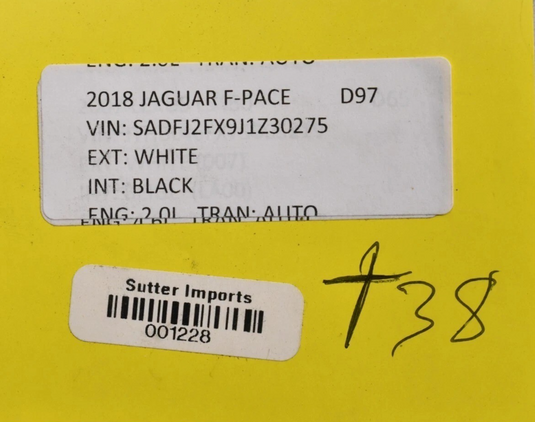 18-20 Jaguar E-Pace Rear Tailgate Trunk Lid Lock Cover Trim Black J9C3113A10 Oem