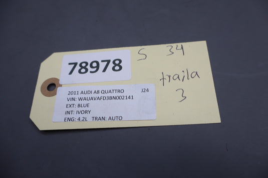 11-18 Audi A8 Quattro Front Left Driver Side Interior Door Panel Trim Oem