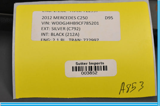 12-15 Mercedes W204 C250 Roof Headline Cover Trim Panel Black A2046900108 Oem