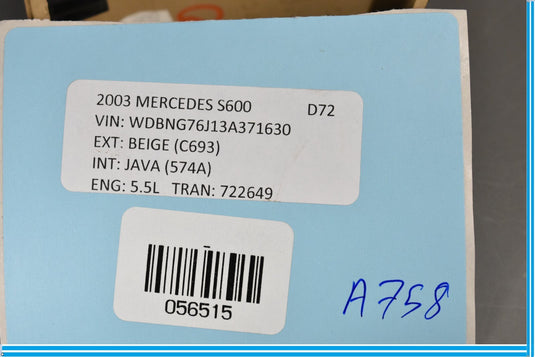 03-06 Mercedes S500 S600 W220 Rear Left Driver Power Window Switch Trim Oem