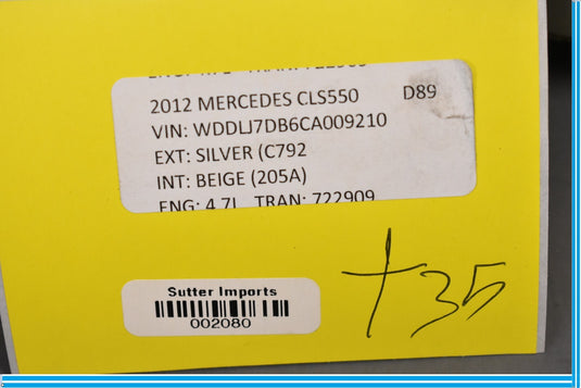 12-18 Mercedes CLS550 Rear Left Driver Lower Quarter C Pillar Trim Cover Oem