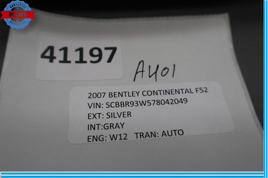 03-12 Bentley Continental Left Side Air Intake Hose Pipe Oem