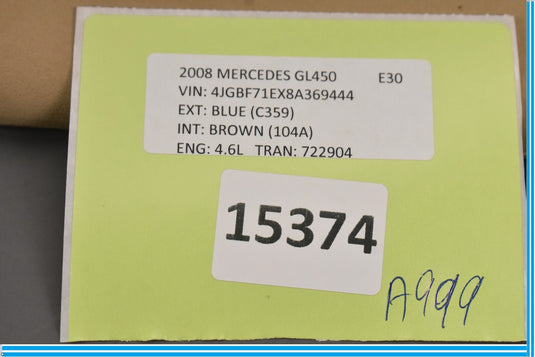 06-12 Mercedes X164 GL550 Front Left Driver Side Sun Visor Sunvisor Oem