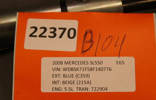 03-12 Mercedes R230 SL500 Convertible Right Roof Main Top Drive Lift Cylinder