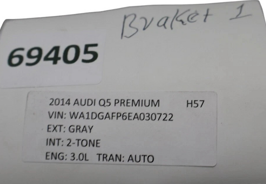 09-17 Audi SQ5 Q5 Rear Left Side Bumper Reinforcement Bar Bracket 8R0807331D Oem