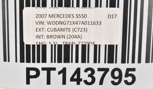 07-09 Mercedes S550 S600 W221 Center Console Cover Trim Panel A2216800664 Oem