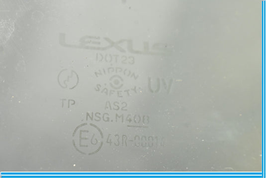 02-10 Lexus SC430 Rear Right Passenger Side Door Window Auto Glass Oem