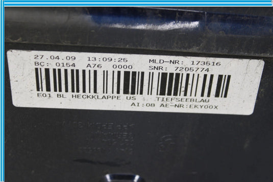09-15 BMW 750Li F01 F02 Trunk Lid License Trim Cover Panel 51497186534 OEM