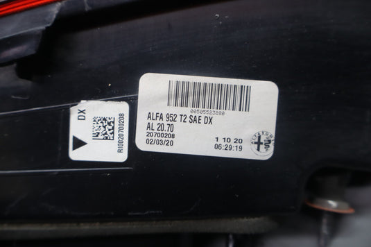 17-22 Alfa Romeo Giulia Rear Right Side Trunk Inner Tail Light Lamp Oem