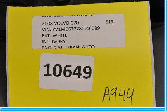 06-13 Volvo C70 Convertible Left Side Roof Hinge Bracket Oem