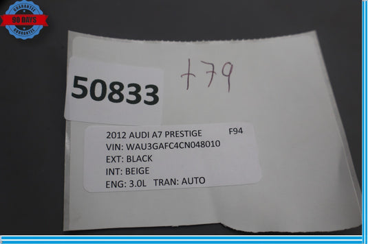 12-18 Audi A7 Quattro Rear Left Side C Pillar Upper Quarter Cover Trim Oem