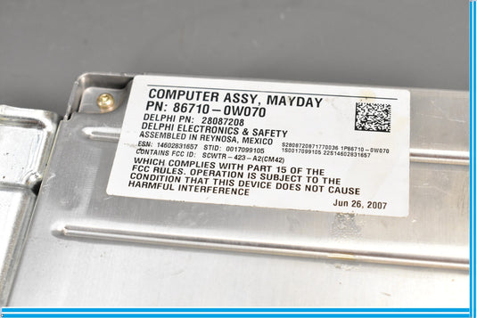 07-09 Lexus LS460 Mayday Communication Computer Control Module 86710-0W070 Oem