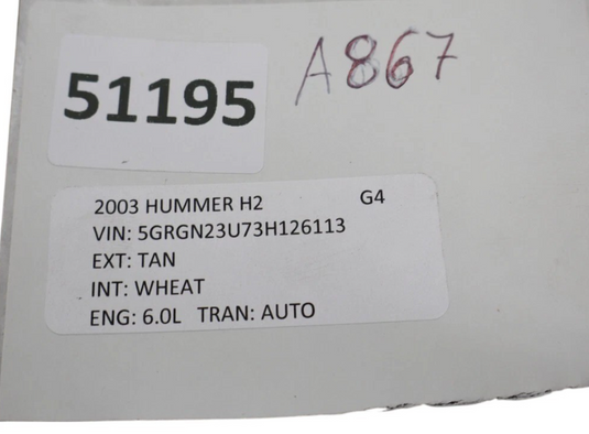03-07 Hummer H2 Transmission Gear Sift Shifter Selector Knob Handle 15808173 Oem